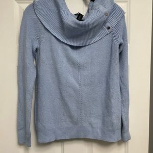 Light blue sweater with silver threads throughout.  Great holiday sweater.